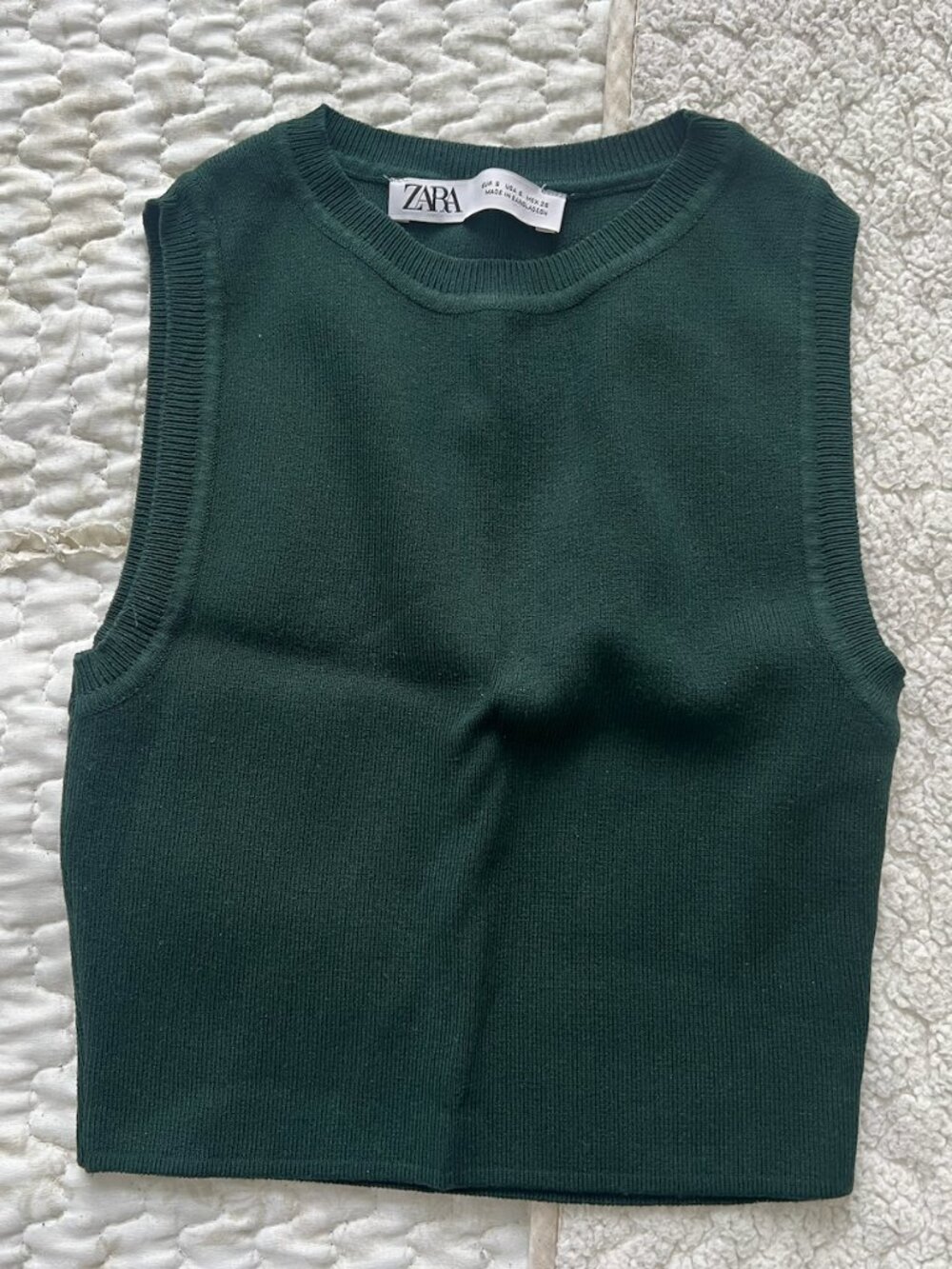 Zara Dark Green Knit Crop Tank – Size S